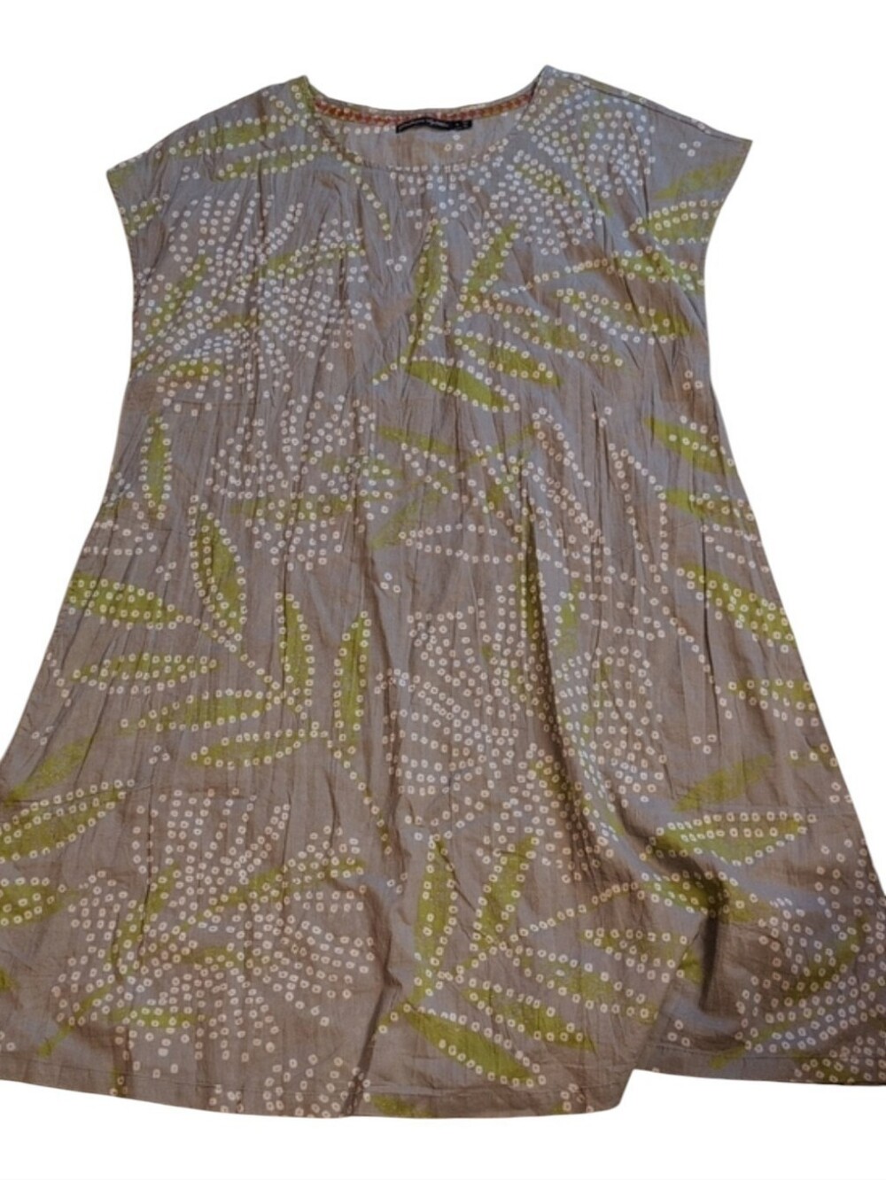Gudrun Sjoden Tunic Dress Lagenlook grey Floral Pattern Cotton Size L